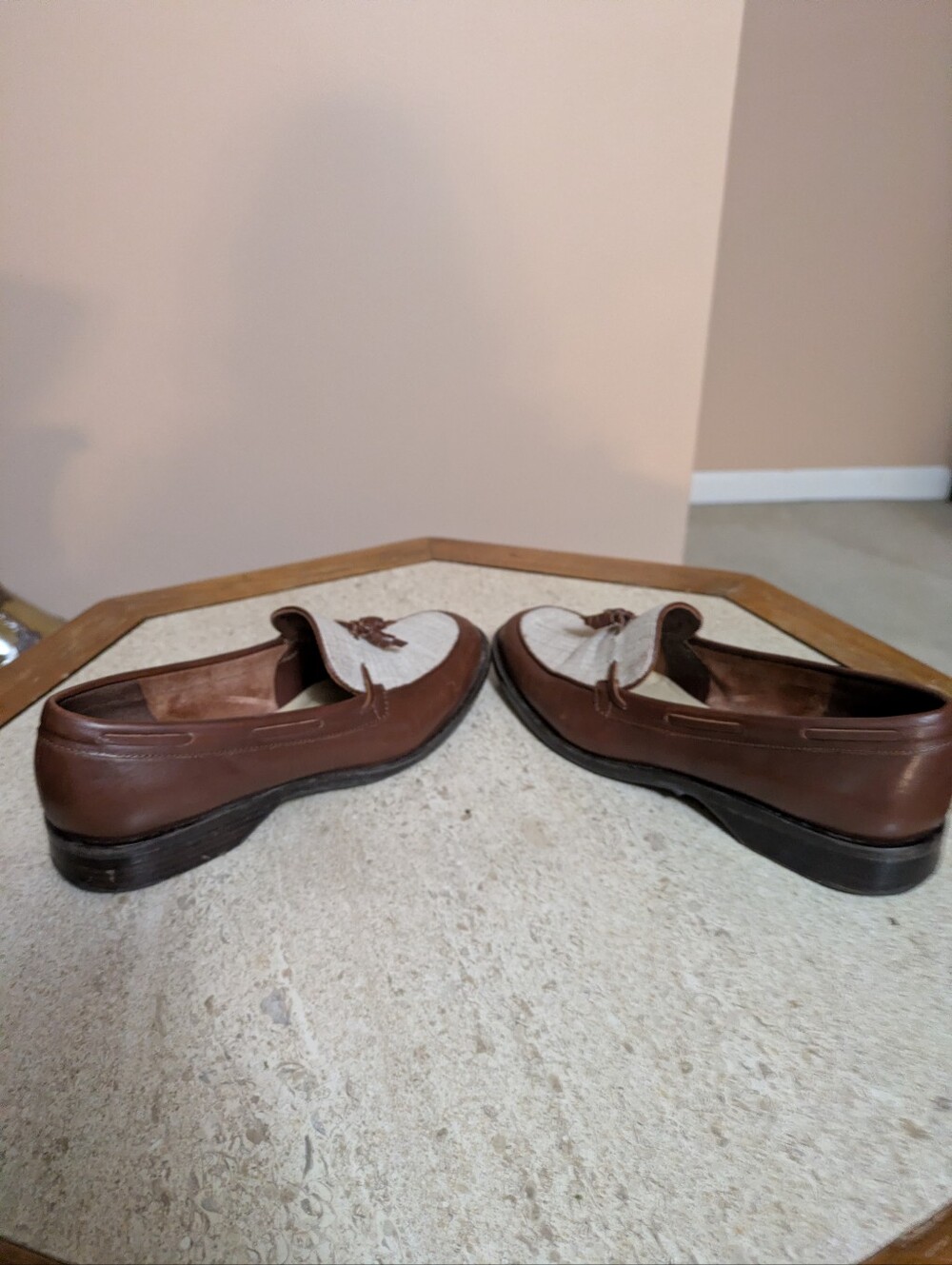 Etienne Aigner Loafers Size 7. Brown/Ivory, Slip On Shoe With Tassel. Leather. - Picture 3 of 8